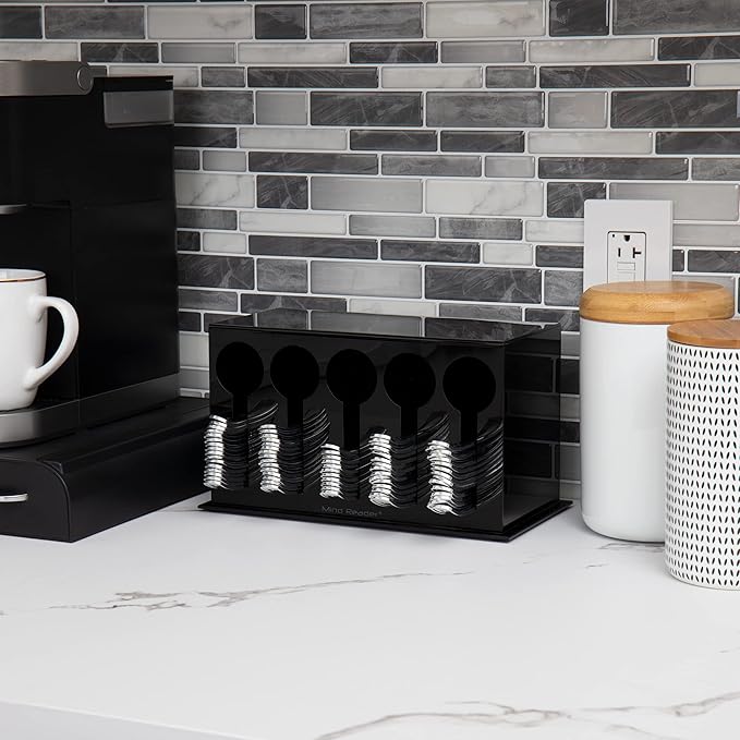 Mind Reader Utensil Dispenser, Silverware Organizer, Plastic Fork and Spoon Dispenser, Kitchen, 11"L x 5.75"W x 6"H, Black