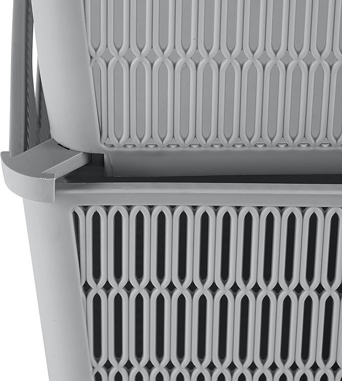 Simplify 2Pk Small Slide 2 Stack It Tote Basket | Storage & Organization | Open Bins with Stackable Capability | Bathroom | Crafts | Pantry | Playroom | Office | Grey