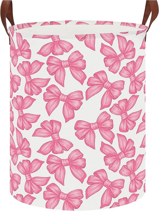 NTAOHAMPER Laundry Hamper,Laundry Basket,Baby Nursery Hamper,Waterproof Storage Bin,Clothes Organizer Basket,Room Decor(Big Bowknot)