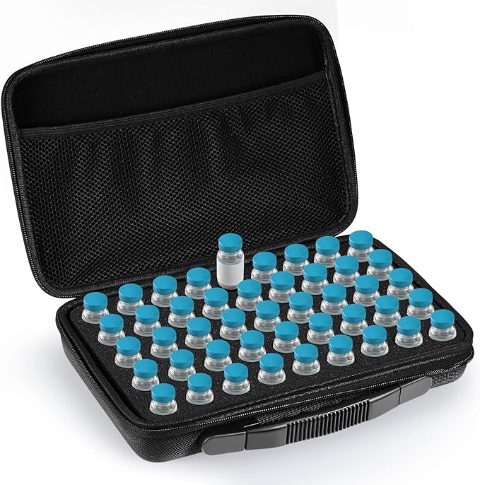 Teenyyou 45 Slots Insulin Peptide Fridge Carrying Case Vial Holder Storage Protector Bag, Fits Standard 10ml Vials, Insulin Cooler Travel Kits Case Organizer Diabetes Protector(Black)