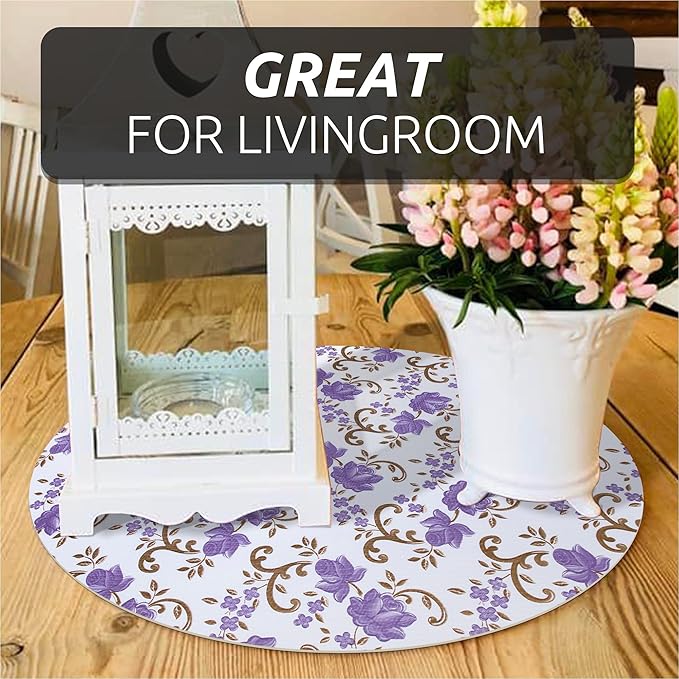 12X120 Inch Shelf Liner for Kitchen Cabinets, PVC Drawer Liner for Dresser Non-Slip Bathroom, Non-Adhesive Cabinet Liner Washable (Purple Floral)(3 Roll)