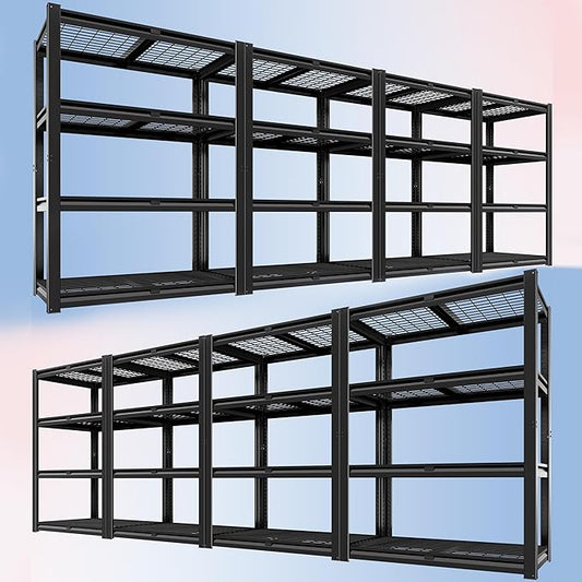 PrimeZone 40" W Heavy Duty Garage Shelving 2200 LBS 4 Tier Storage Shelves Adjustable Industrial Metal Wire Shelf Utility Rack for Garage,Basement,Pantry,Warehouse,Commercial,40" WX20 DX60 H 8Pack