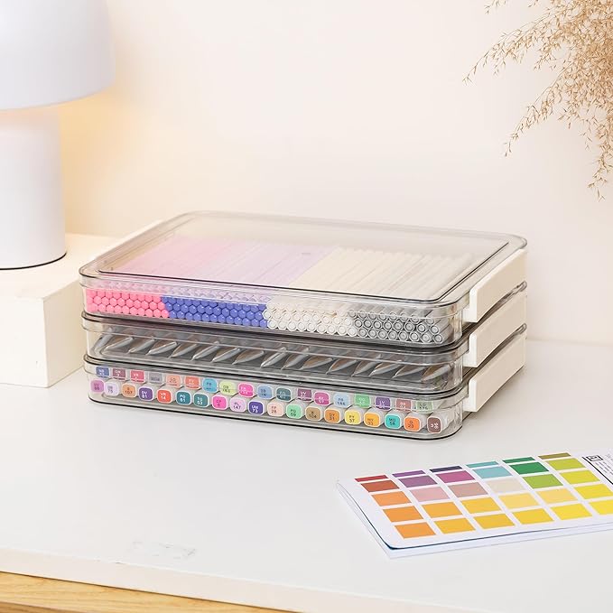 Citylife 3 PCS Scrapbook Paper Organizer with Clip, Stackable Clear Photo Organizer for Art and Craft Supplies, A4 Paper, Office Files, Stationery