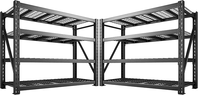Bepatio 11000LBS Industrial Storage Shelves 2-Pack, 72"H x 60"W x 24"D Super Heavy Duty Shelves, 4-Tier Adjustable Rivet Metal Shelving Unit for Warehouse Distribution Center, Commercial Garage Shop