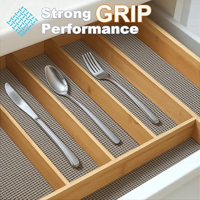 Songrey Non-Adhesive Drawer and Shelf Liner, Non Slip Cabinet Liners, Protect Kitchen Cupboard, Bathroom Drawers, Breathable, Thick Strong Grip mat (23.6IN x 30FT, Dark Gray)