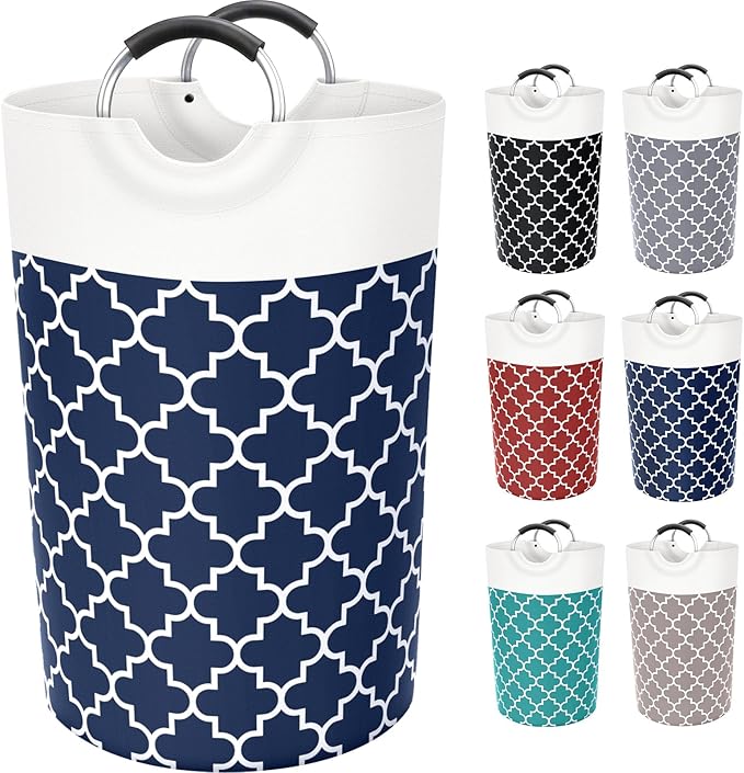 Fabspace Large Laundry Basket Laundry Hamper Bag Washing Bin Clothes Bag Collapsible Tall with Handles Waterproof Travel Bathroom College Essentials Storage for College Dorm, Family (Blue) 115L
