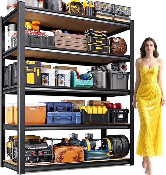 AOARGG 78"H-45.6"W Garage Shelving Heavy Duty Storage Shelves, Metal Adjustable Shelving Unit, Utility Garage Organizer Shelf for Basement, Pantry, Kitchen, Warehouse, 45.6"W x 19.7"D x 78"H