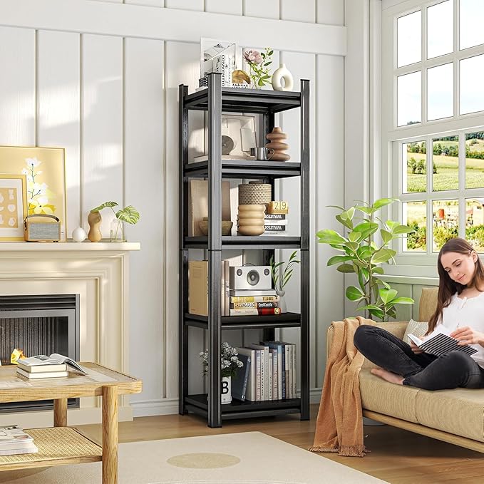 63''H*28W'' Garage Shelving Metal Garage Shelf Unit 5-Tier Storage Shelves Heavy Duty Shelf Organizer Industrial Shelves for Warehouse Basement Kitchen Pantry Commercial, Black