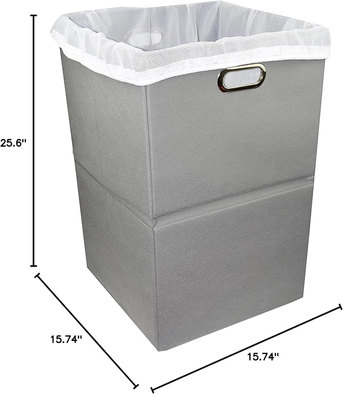 Extra Large Laundry Hamper with Laundry Bag, Foldable Clothes Basket with Metal Handles & Moisture-Resistant Base, Premium Durable Fabric for Bathroom, Dorm, and Family (Gray)