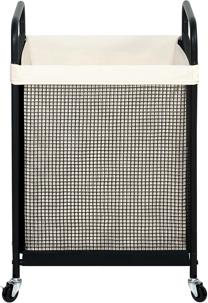 STO STO Laundry Hamper, 90L Rolling Laundry Sorter Cart with Removable and Washable Liner Bag, Clothes Hamper with Wheels and Metal Handle for Laundry Room and Bedroom