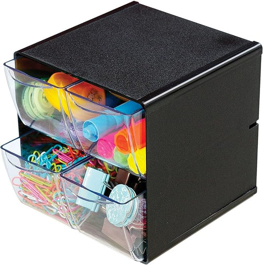 deflect-o 4-Drawer Cube Organizer, Black