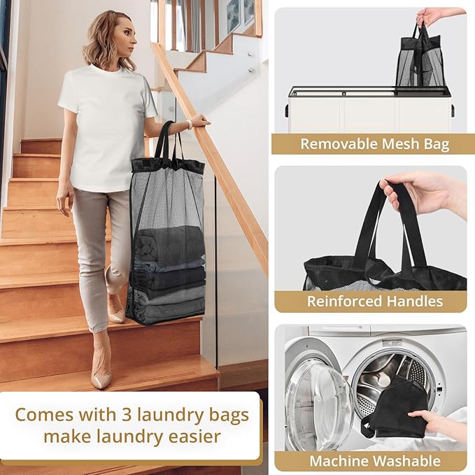 Optish 180L Laundry Hamper 3 Section, Large Laundry Basket with Lid, Laundry Basket Organizer with Handles, White Divided Laundry Baskets, Clothes Hampers for Laundry, Bedroom, Bathroom