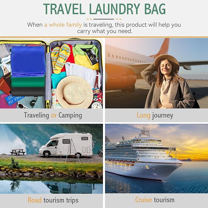Isink Extra Large Laundry Bag With Handles, Heavy Duty, Travel Laundry Bag for Dirty Clothes, 28" x 40" (Green)