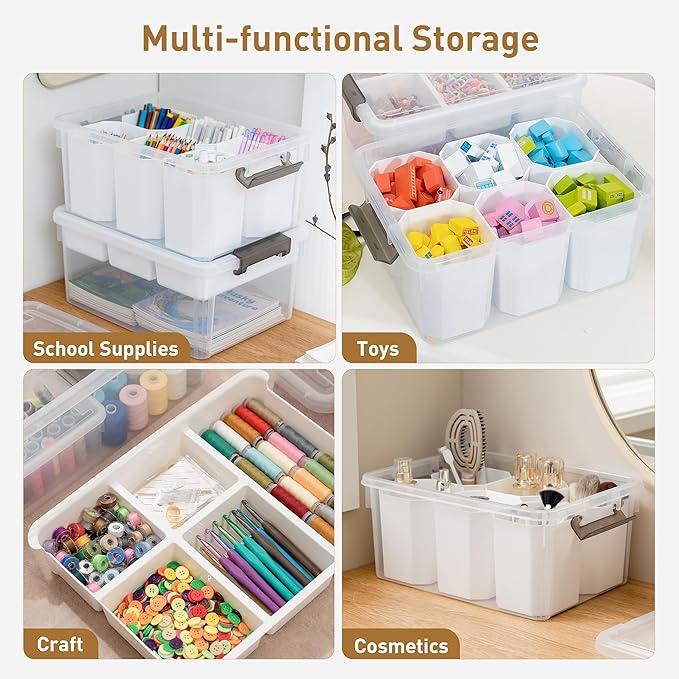 Citylife Craft Organizers, 2 Pack-17 QT, Clear white