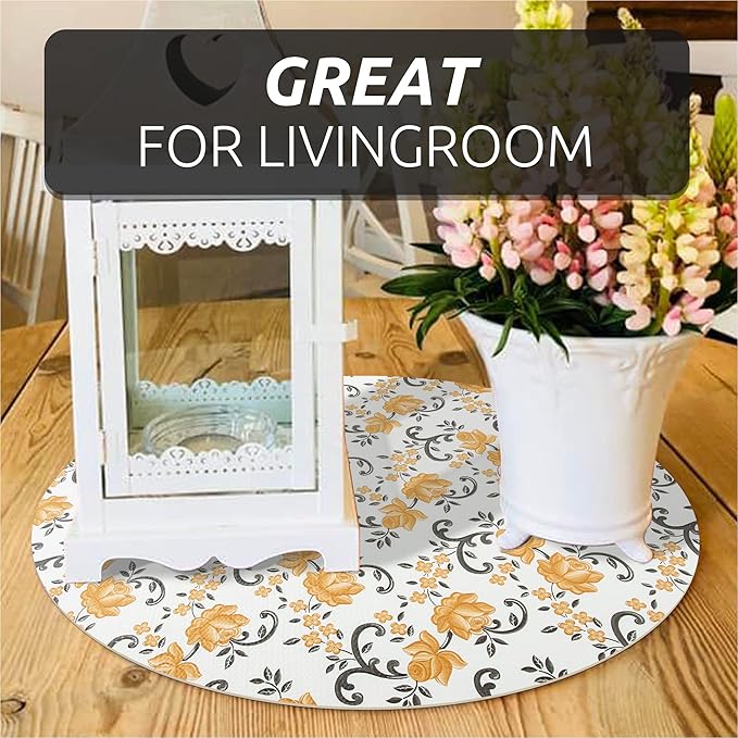 FIFTY FEET 20X120 Inch Shelf Liner for Kitchen Cabinets, PVC Drawer Liner for Dresser Non-Slip Bathroom, Non-Adhesive Cabinet Liner Washable (Yellow Floral)(1 Roll)