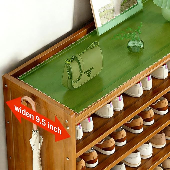 5 Tier Shoe Rack Bamboo Shoe Shelf Storage Organizer Shoe Stand for Closet, Entryway, Hallway, Bathroom and Living Room, Natural