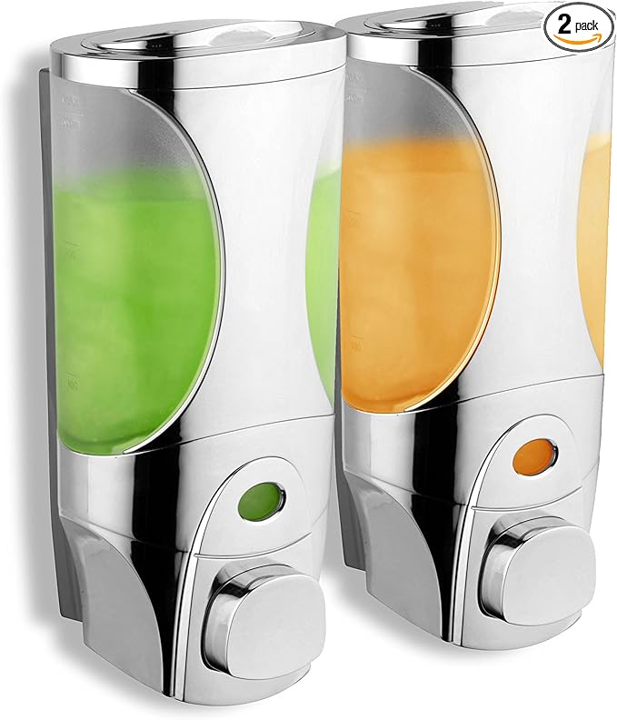 HotelSpa Curves Luxury Soap/Shampoo/Lotion Modular-Design Shower Dispenser System (Pack of 2)