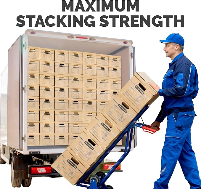Bankers Box Small Classic Moving Box 10 Pack, Reinforced Handles, Tape-Free Assembly, Box with Lid, 15-In x 12-In x 10-In (7714901)