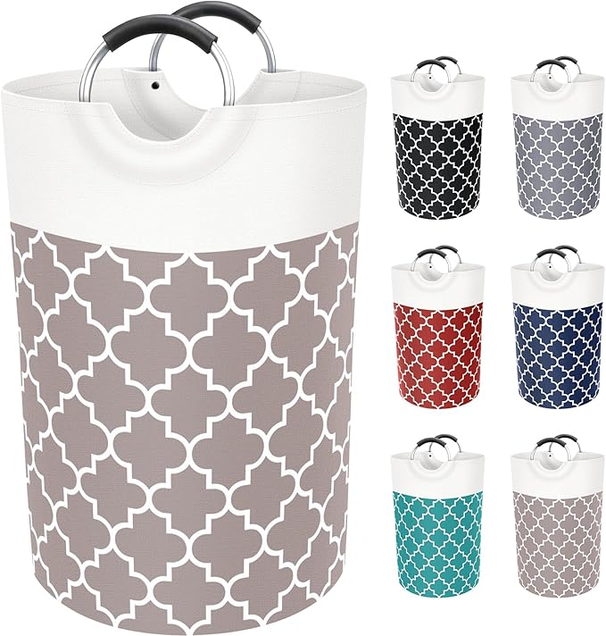 Fabspace Large Laundry Basket Laundry Hamper Bag Washing Bin Clothes Bag Collapsible Tall With Handles Waterproof Travel Bathroom College Essentials Storage For College Dorm, Family (Khaki)75L