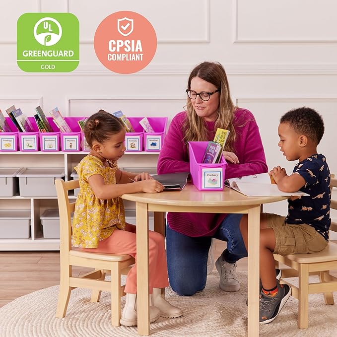ECR4Kids Linking Plastic Storage Book Bin, Multipurpose Organization, Neon Purple, 10-Piece
