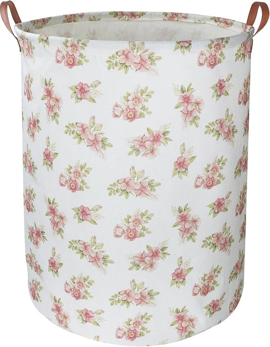 NTAOHAMPER Pink Flower Laundry Hamper, laundry Basket, Nursery Hamper,Waterproof Storage Bin for Bedroom,Clothes Organizer Basket, Room Decor(Pink Flower)
