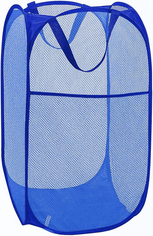 Mesh Laundry Hamper, Pop Up Laundry Basket, Collapsible Clothes Storage Bin for Bedroom, Dormitory, Apartment, Royal Blue