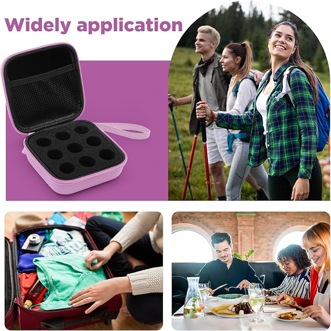 Teenyyou 9 Slots Insulin Peptide Fridge Carrying Case Vial Holder Storage Protector Bag, Fits Standard 10ml Vials, Insulin Cooler Travel Kits Case Organizer Diabetes Protector(Purple)