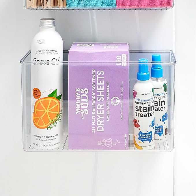 iDesign Magnetic Large Clear Plastic Organizer Bins for Laundry Room Storage