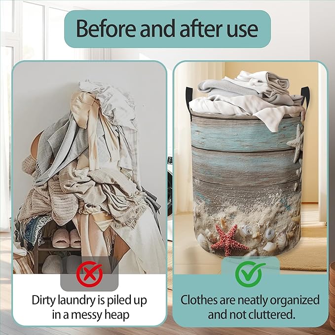 Laundry Basket With Handle, Dirty Clothes Laundry Hamper, Oxford Cloth Bin Storage Organizer for Toy Collection