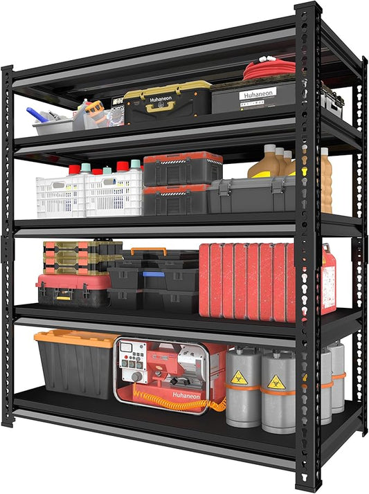 Metal Garage Shelving for Storage - 48'' W 2,500 Lbs Heavy Duty 5 Tier Utility Shelves Freestanding - Adjustable Rack Units for Basement Pantry Kitchen - 48" W x 18" D x 78" H Black