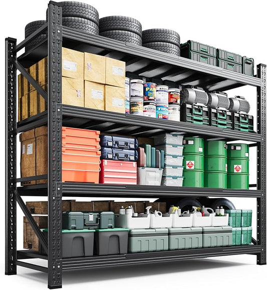 Letaya 3000LBS Storage Shelves Heavy Duty,70" H Garage Shelving Units, 4 Tier Adjustable Utility Rack Shelf,Large Metal Industrial Shelves,for Shop,Warehouse,Basement,Black (48" W x 24" D x 70" H)
