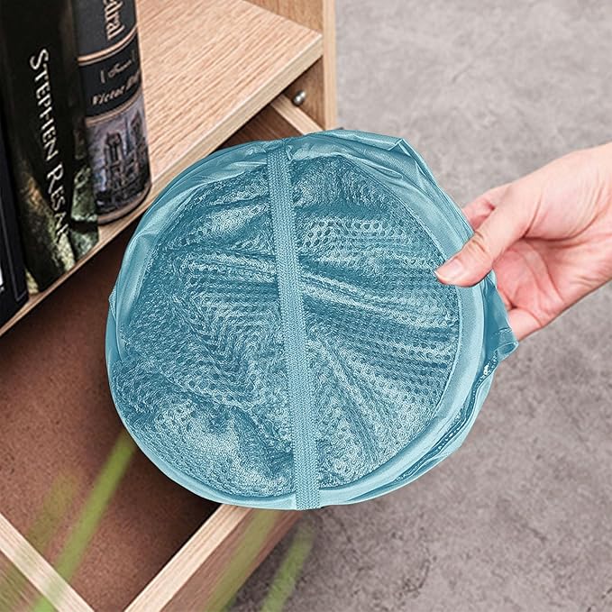 Pop up hamper, the upgraded laundry basket with breathable side pocket mesh. Ideal for room, apartment, dormitory, travel, business trip & kids storage (1,sky blue)