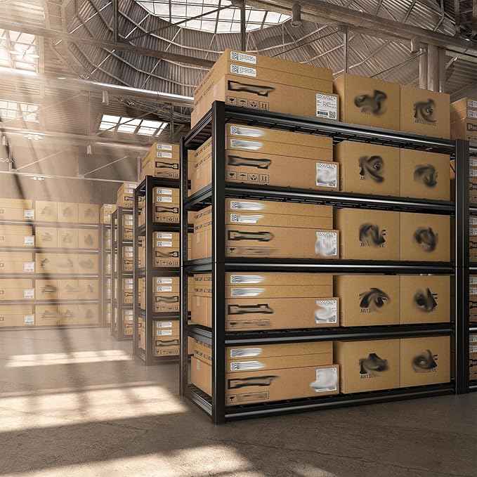 REIBII 48" W Garage Shelving Load 2500LBS, 5 Tier Storage Shelves, Adjustable Garage Storage Shelves, Heavy Duty Shelving for Warehouse, Pantry, Basement, Commercial, 48" W X 72" H X18 D