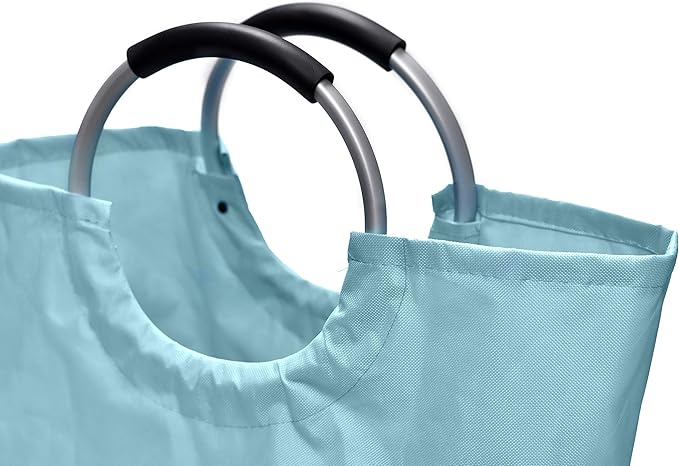 Handy Laundry Collapsible Laundry Hamper Bag – Large Capacity Waterproof Oxford Basket with Aluminum Soft Grip Handles, Foldable & Durable Clothes Hamper for Dorm, Bedroom, Bathroom, Blue