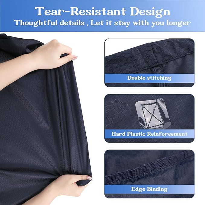 Heavy Duty Laundry Bag, Machine Washable Nylon, Splash-Resistant Dirty Clothes Storage Bag with Drawstring & Handles丨Lightweight, Foldable & Space-Saving for College Dorm, Camping, Trips, Cruise, 50L