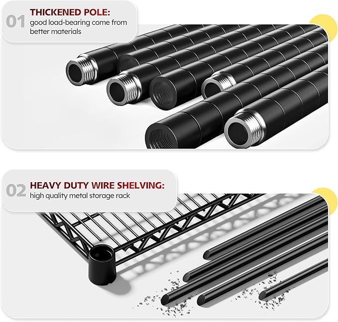 75.6" H Storage Shelves 2500LBS Garage_shelving with Wheels Metal_Shelving Heavy Duty Wire Shelves-Storage Rack Adjustable Pantry Shelf Commercial-Shelving-Kitchen,Garage,55.5''W X 24" D (Pack of 4)