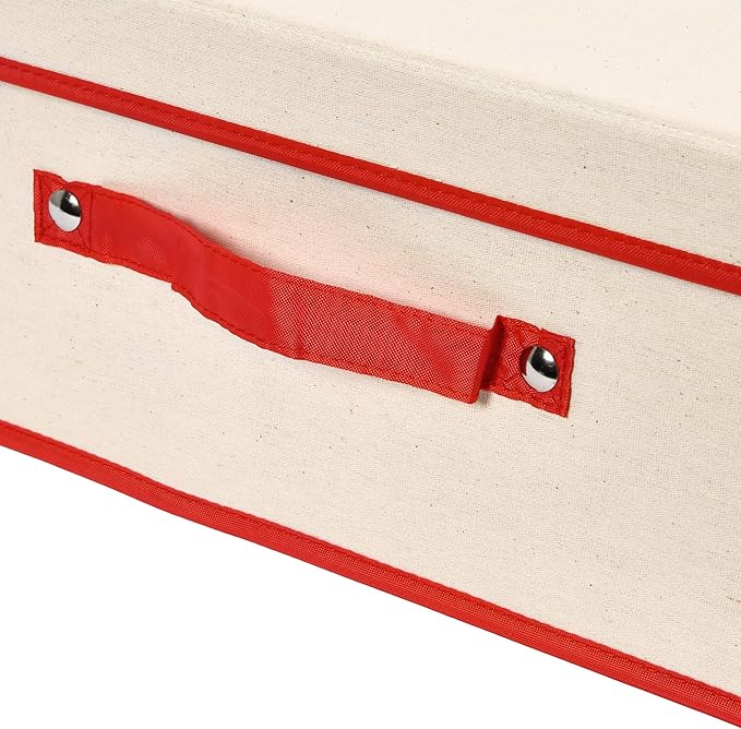 Household Essentials Holiday Gift Wrap Organizer with Lid, Natural and Red