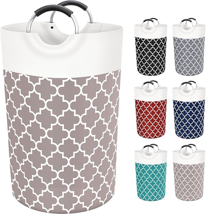 Fabspace Large Laundry Basket Laundry Hamper Bag Washing Bin Clothes Bag Collapsible Tall With Handles Waterproof Travel Bathroom College Essentials Storage For College Dorm, Family (Khaki)115L
