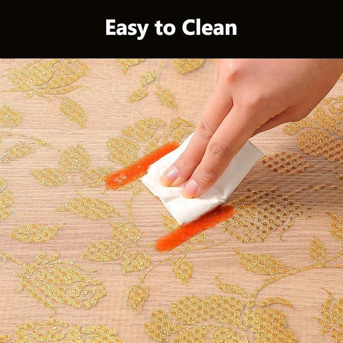 INNOLITES Shelf Liner for Cabinets, Non-Adhesive for Kitchen Drawer Liner, Waterproof Shelf Paper with Floral Pattern, Durable Easy to Clean (Golden Rose, 23.6" x 240")