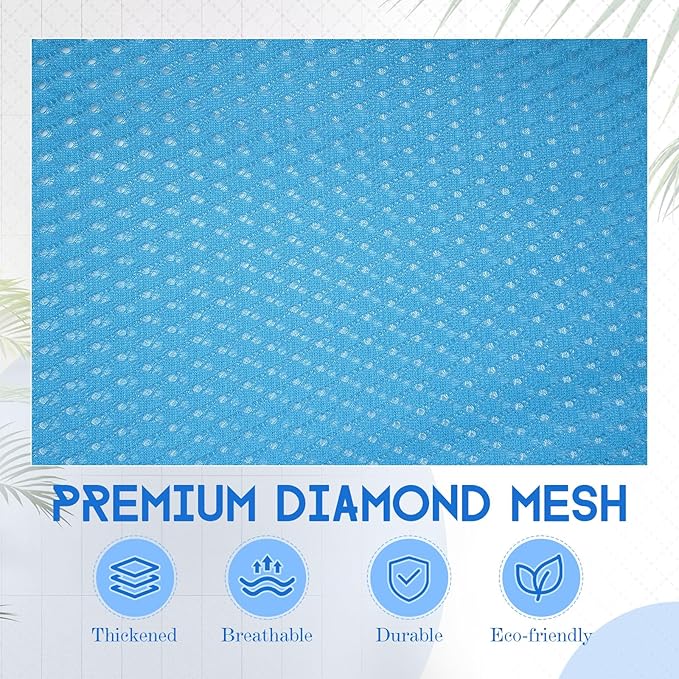 6 Pack 24 x 36 Inches Blue Soft Mesh Laundry Bag with Handles Machine Washable Secure Drawstring Closure Large Sturdy Mesh Net Laundry for College Travel Dorm Laundromat