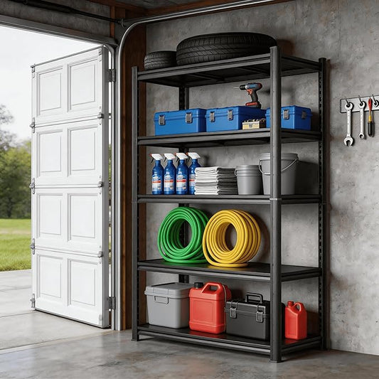 Metal Garage Shelving Unit, Heavy Duty Adjustable Storage Shelves, Steel Shelving, 3000 lbs Capacity Shelves for Heavy Tools and Equipment, 5 Tier, 39.4" Wx 15.7" Dx 71.2" H