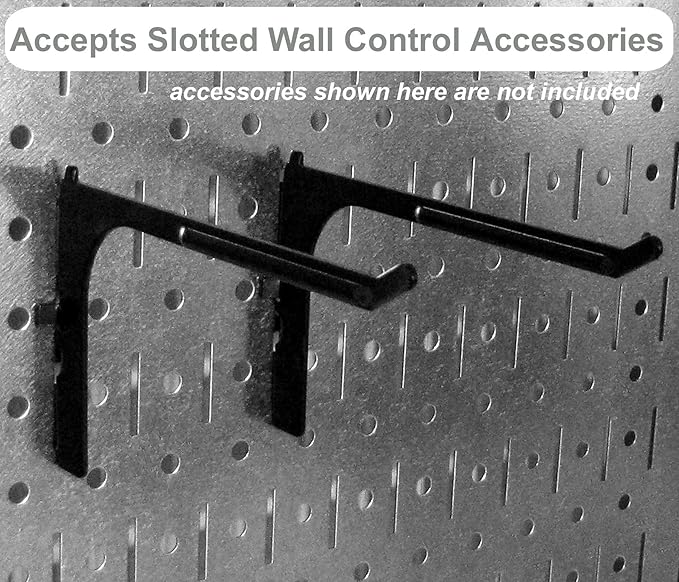Wall Control Modular Pegboard Tool Organizer System - Wall-Mounted Metal Peg Board Tool Storage Unit for Wall Storage Tiling (Metallic Pegboard)