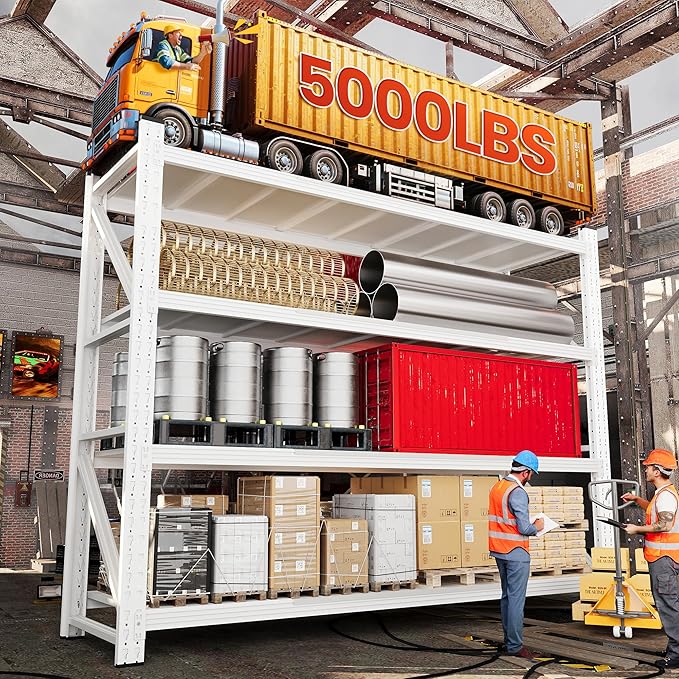 60" W Metal Shelving Heavy Duty, 24" Deep Large Storage Shelves, 4 Tier Tall Steel Industrial Shelving, 5000 LBS Adjustable Standing Shelf for Warehouse/Shop 60" W x 24" D x 70" H
