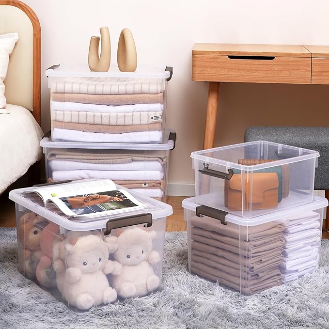 ITYLIFE CITYLIFE Citylife 17 QT Plastic Storage Bins with Latching Lids Stackable Storage Containers for Organizing Large Clear Storage Box for Garage, Closet, Classroom, Kitchen, 2 Packs