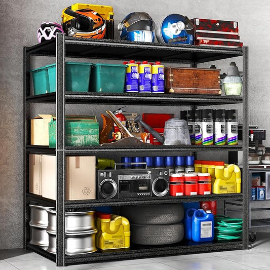 PRESTELION Garage Shelving Heavy Duty 3500LBS Garage Storage Shelves 5-Tier Adjustable Metal Shelving Units for Industrial, Warehouse, Basement, Commercial, 63" H × 48" W × 24" D, Black