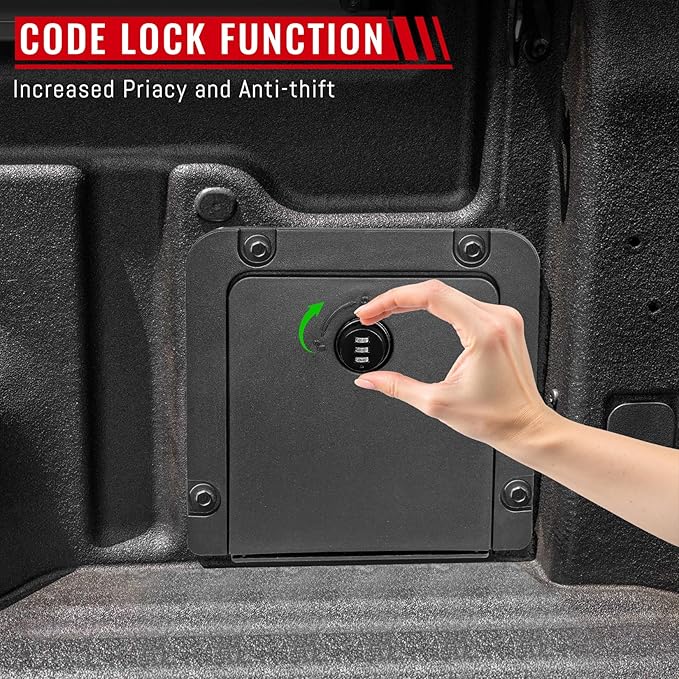 Lockable Bed Cargo Partition Storage Bin Compatible with Ford Maverick 2022-2025 | Cargo Organizer with 3-Digit Security Code Lock | Modular Partition Truck Bed Accessories