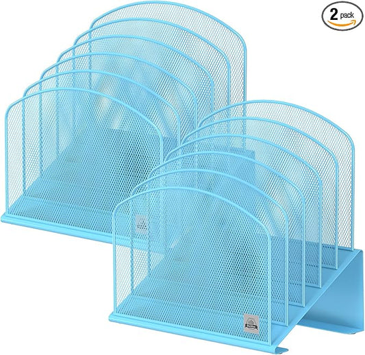 Delifox Inclined Desk File Organizer,Vertical File Folder Holder Stand Metal Rack File Sorter for Office Classroom Desktop Organization