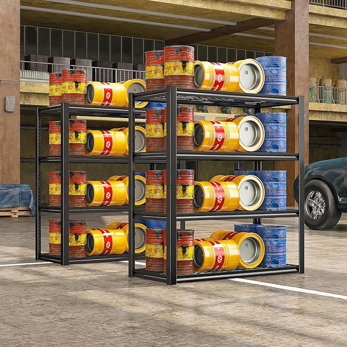 REIBII 40" W Garage Shelving 2240 LBS Heavy Duty Storage Shelves Adjustable Industrial Metal Shelving Unit 4 Tier Garage Storage Shelf for Kitchen Pantry Warehouse Basement Commercial 19.5"D × 59.5"H
