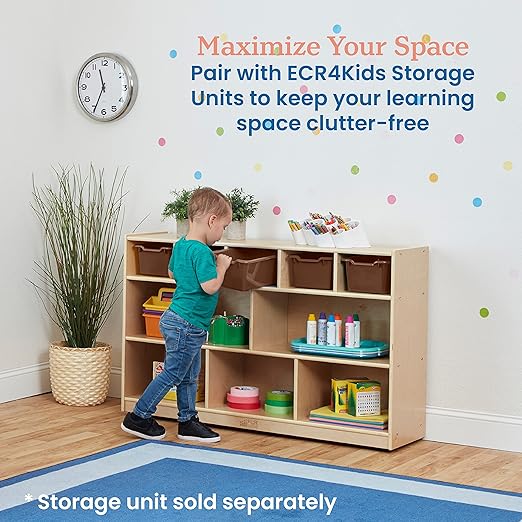 ECR4Kids Scoop Front Storage Bin, Multipurpose Organization, Chocolate, 5-Piece (Pack of 2)
