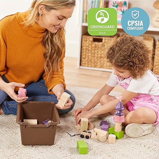 ECR4Kids Scoop Front Storage Bins, Multipurpose Organization, Chocolate, 10-Piece